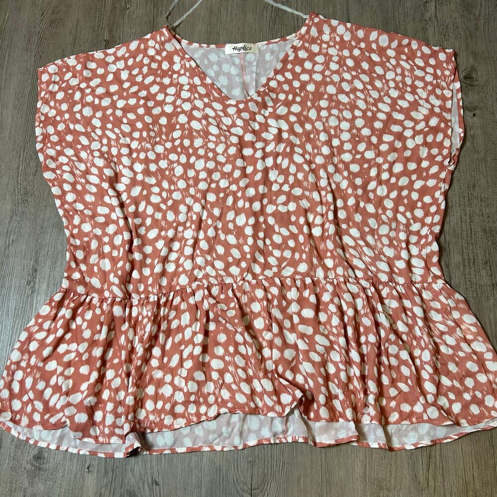 Women’s Haptics V-Neck Babydoll Top 3XL Dusty Pink Boho Y2K Lightweight
